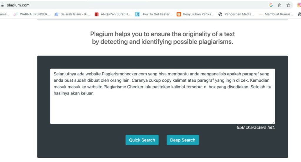 Website cek Plagium Gratis plagiat