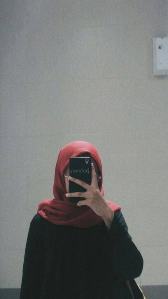 Hijab Mirror Selfie Aesthetics Jilbab Merah
