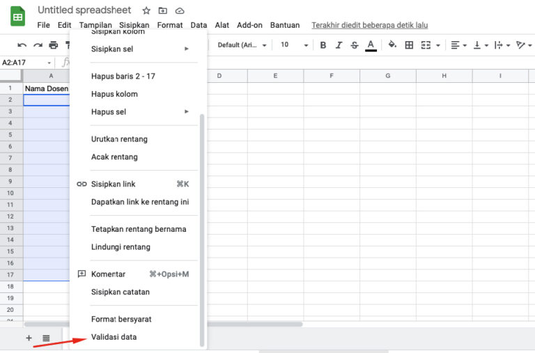 Buka Google Sheet