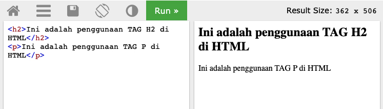 Contoh Penggunaan TAG di HTML