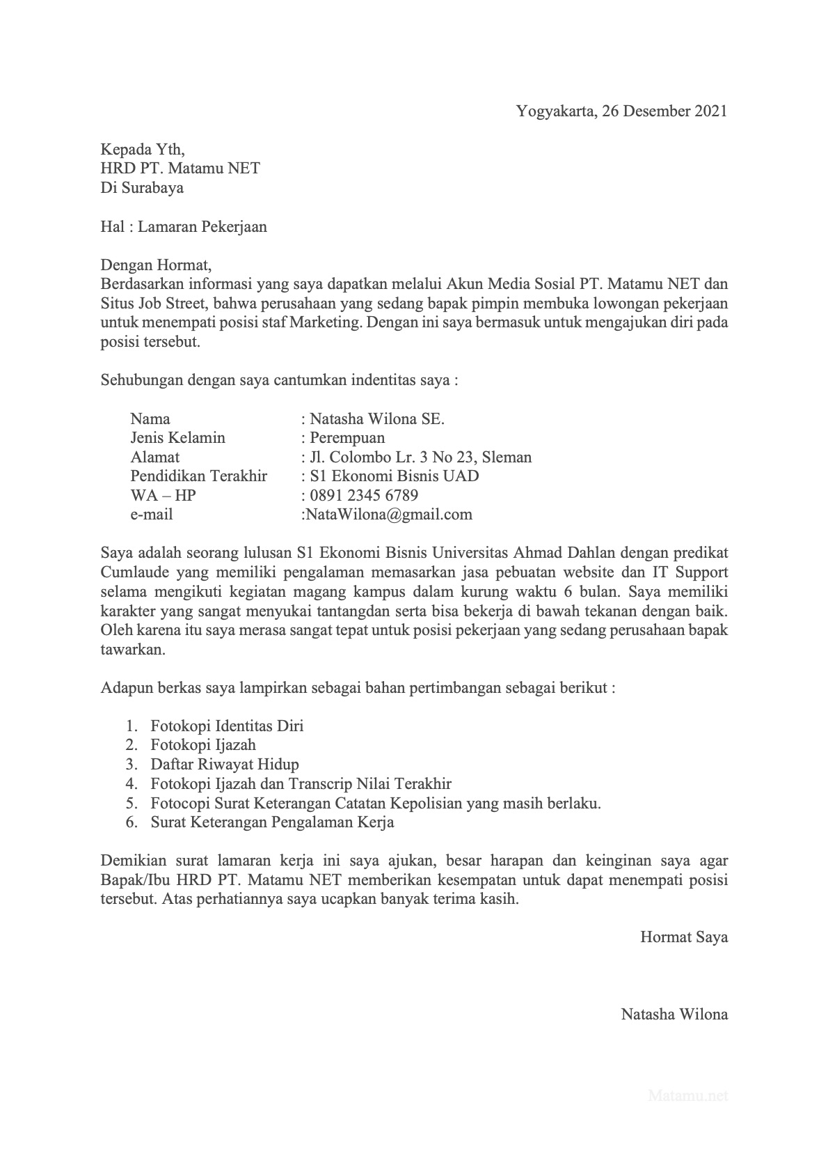 Contoh Format Lamaran Kerja 10 Format Surat Lamaran Kerja Contoh Lamaran