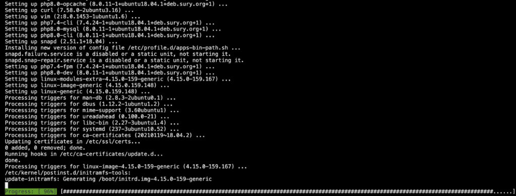 Cuplikan proses update server ubuntu