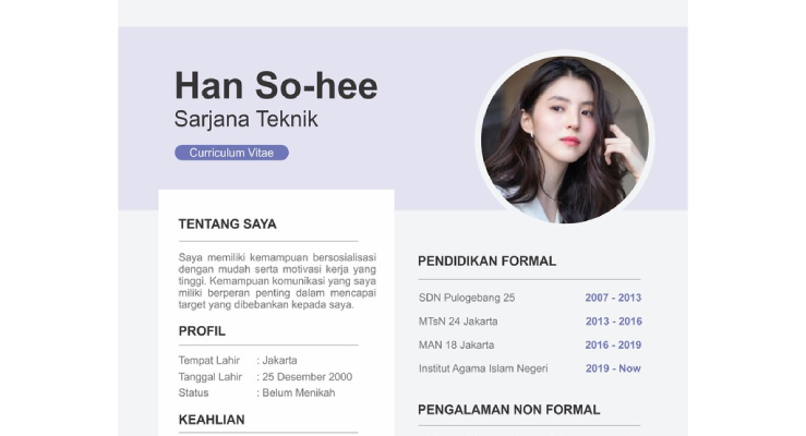 Contoh CV Sederhana yang Auto Dibaca Han So-Hee