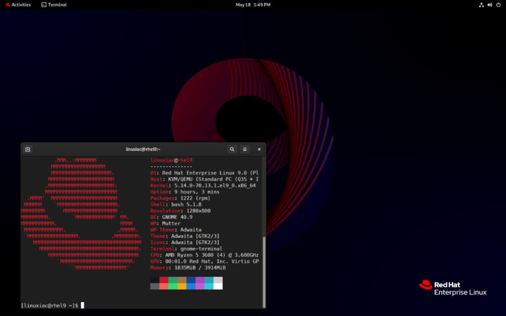 Tampilan Red Hat Linux OS