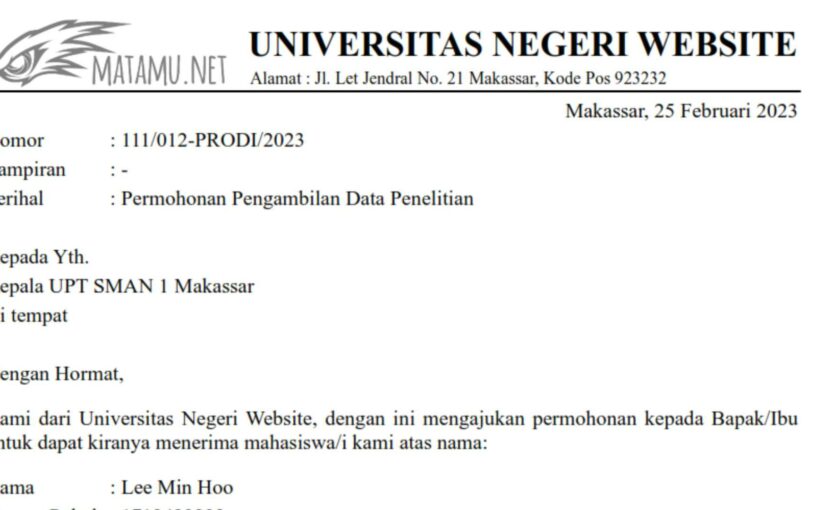 cara membuat surat penelitian
