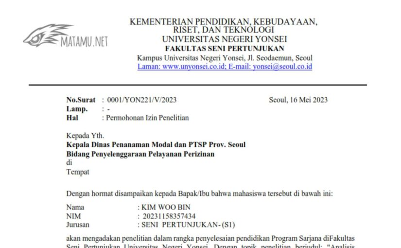 Contoh Surat Izin Penelitian