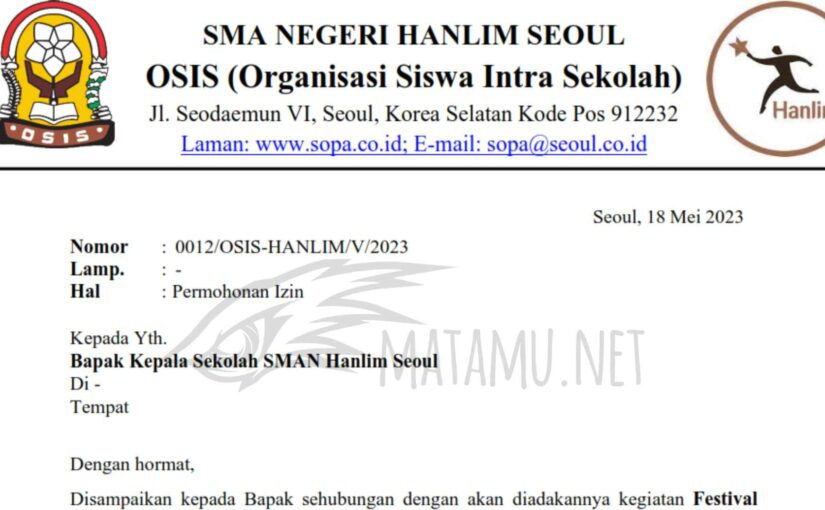 Contoh Surat Resmi Izin Kegiatan Osis