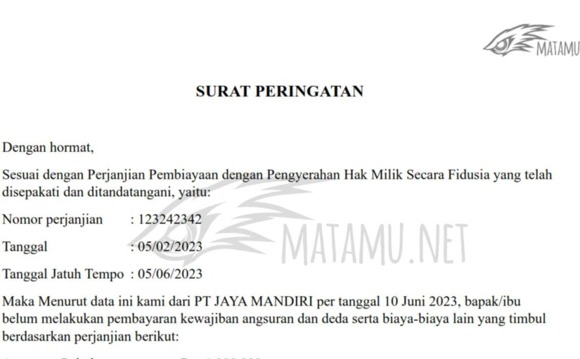 Contoh Surat Peringatan Penagihan Yang Baik dan Benar