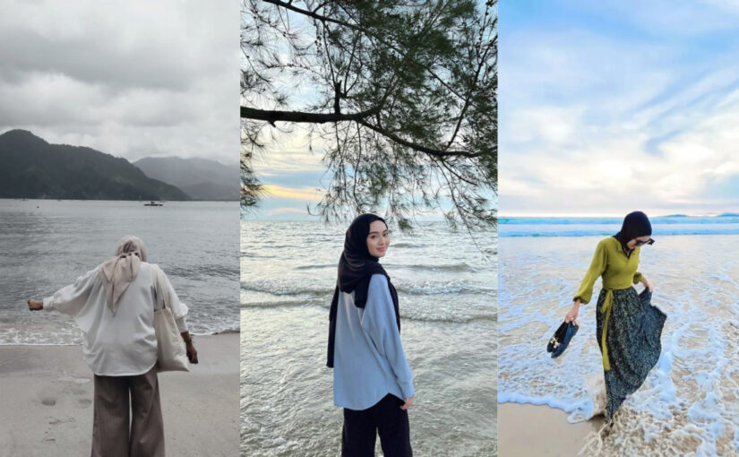 Kumpulan Ide Foto FB dan IG Keren Jilbab di Pantai